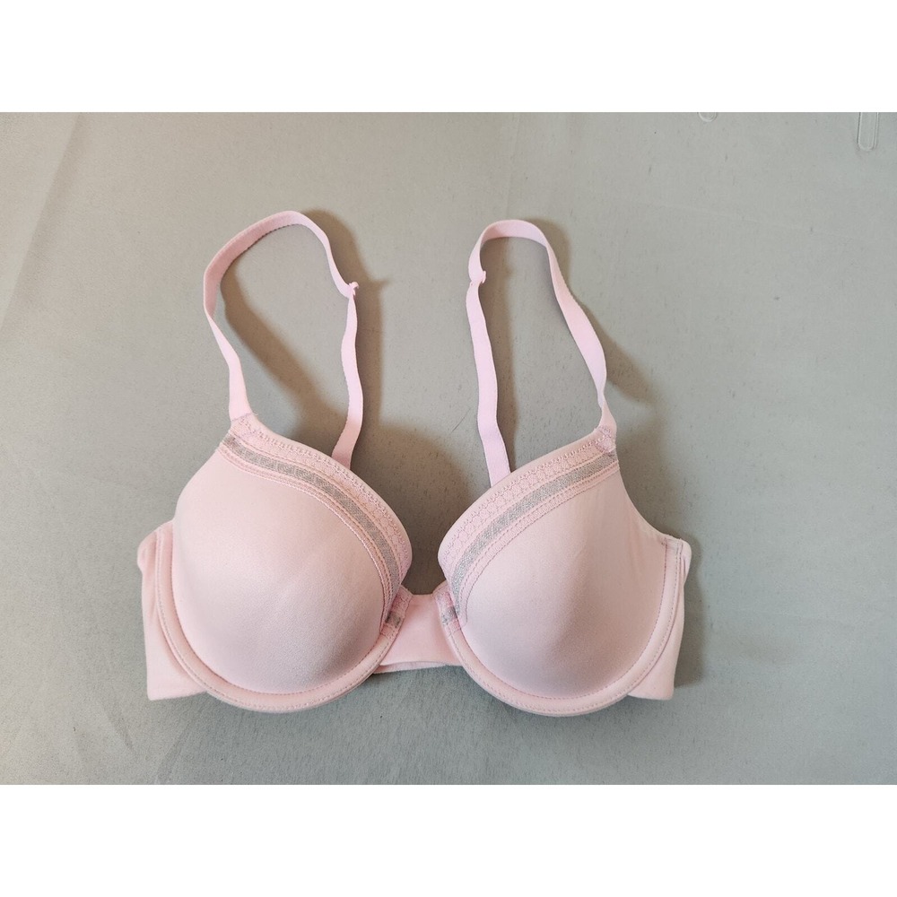 Wacoal Womens 32D Pink T-Shirt Bra Underwire Silver Trim 853213